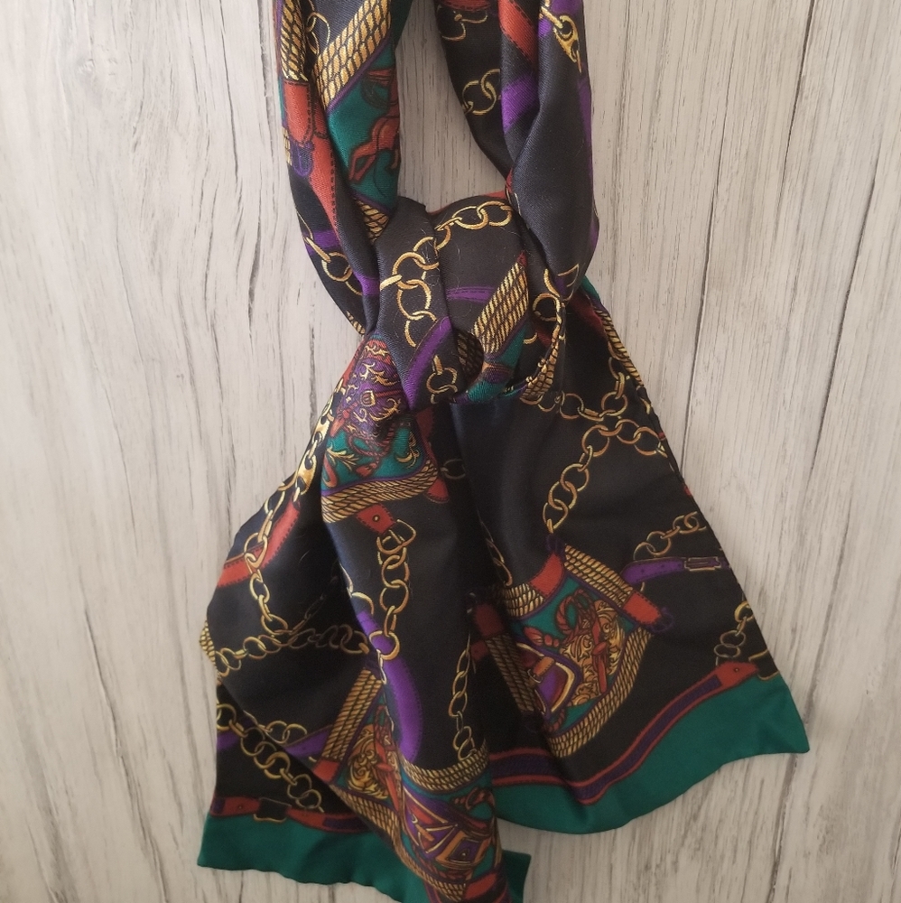 Equestrian Style Black TealRayon double layered Horse Saddle 60" Rectangle Scarf